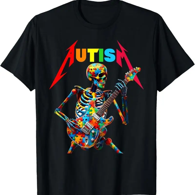 

Autism Skeleton Guitar Player Rock Music Awareness T Shirt