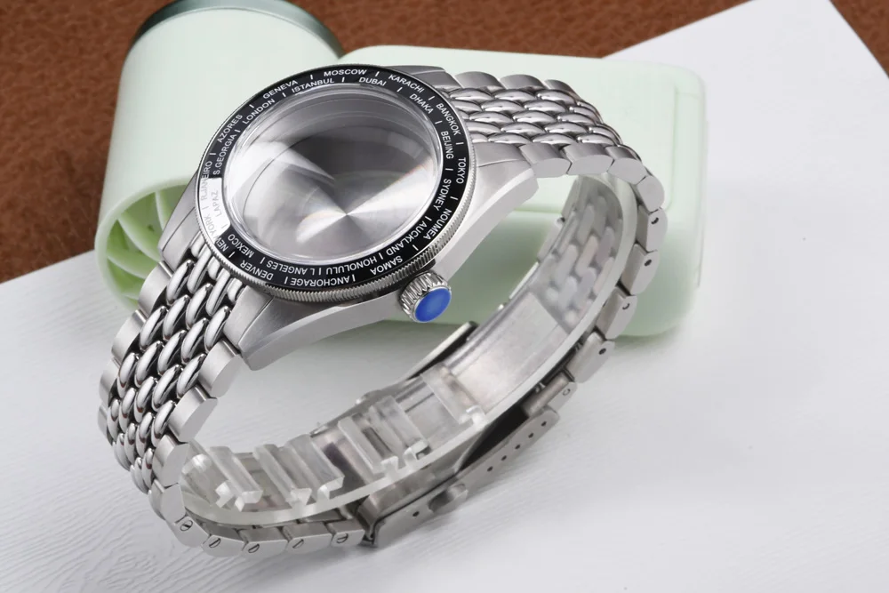 GMT 39mm Edelstahl-Uhrengehäuse 30mm Zifferblatt Saphirglas Tauchergehäuse Passend für Seiko Mod für NH34 Automatikwerk Zubehör – Detail 9