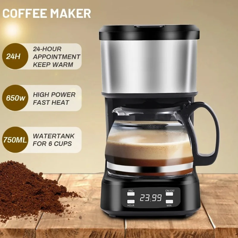 750ml Multi-functional Drip Coffee Brewer With Insulated Pot, Auto Brewing Device For Coffee And Daily Tea Making
