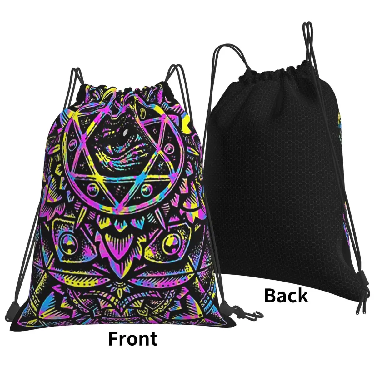 Eye Of God Flower Mandala Neon Backpacks Multi-function Portable Drawstring Bags Sports Bag Book Bags For Travel School