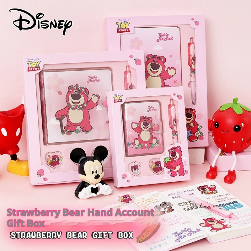 

2024 internet celebrity cartoon strawberry bear notebook set cute girl handbag notebook gift box children's birthday gift