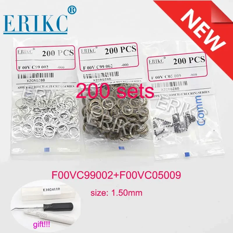 ERIKC Repair Kit Gasket F00VC99002 1.34mm Steel Ball F00VC05001 1.5mm Ceramic Ball F00VC05009 F00VC05008 F00RJ02177 for BOSCH