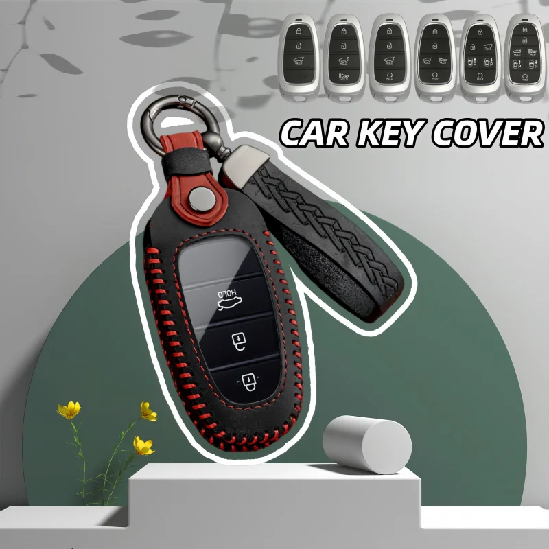 

Leather Remote Key Fob Case Cover for Hyundai Sonata Nexo DN8 Santa Fe TM Tucson NX4 Staria Ioniq Accessories