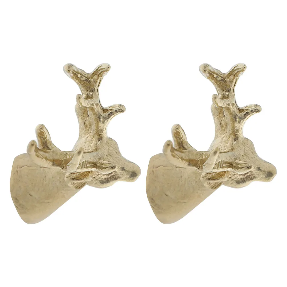 

2Pcs Cabinet Knobs Deer Head Design for Dresser Drawers Wardrobe Vintage H Installation Universal Fit
