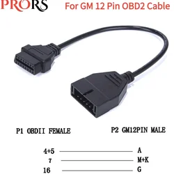 Cable adaptador de Conector de diagnóstico automático para vehículos GM, Cable de 12 pines a 16 pines para G-M, OBDII, OBD2