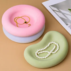 Round Storage Tray Silicone Mold DIY Pea Shape Coaster Candle Holder Making Plaster Resin Jewelry Display Dish Casting Molds