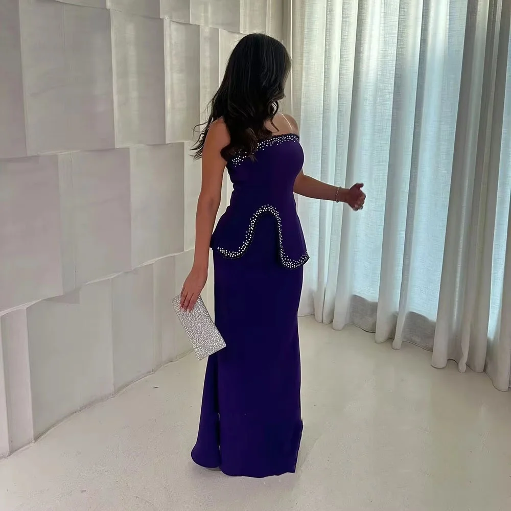 فستان سهرة مخصص بدون حمالات رائع بدون أكمام فساتين لحضور الحفلات الموسيقية Ruched مناسبة رسمية مثير مطرز بالخرز رداء سهرة