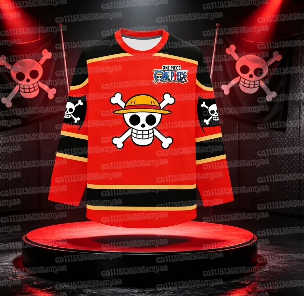 Heißer Anime One Piece Strohhut-Piraten Grüner Mehrfarbiger Hockey-Trikot für Männer 3D-Druck Streetwear Langarm Erwachsenen-Familien-Partnerlook – Detail 4