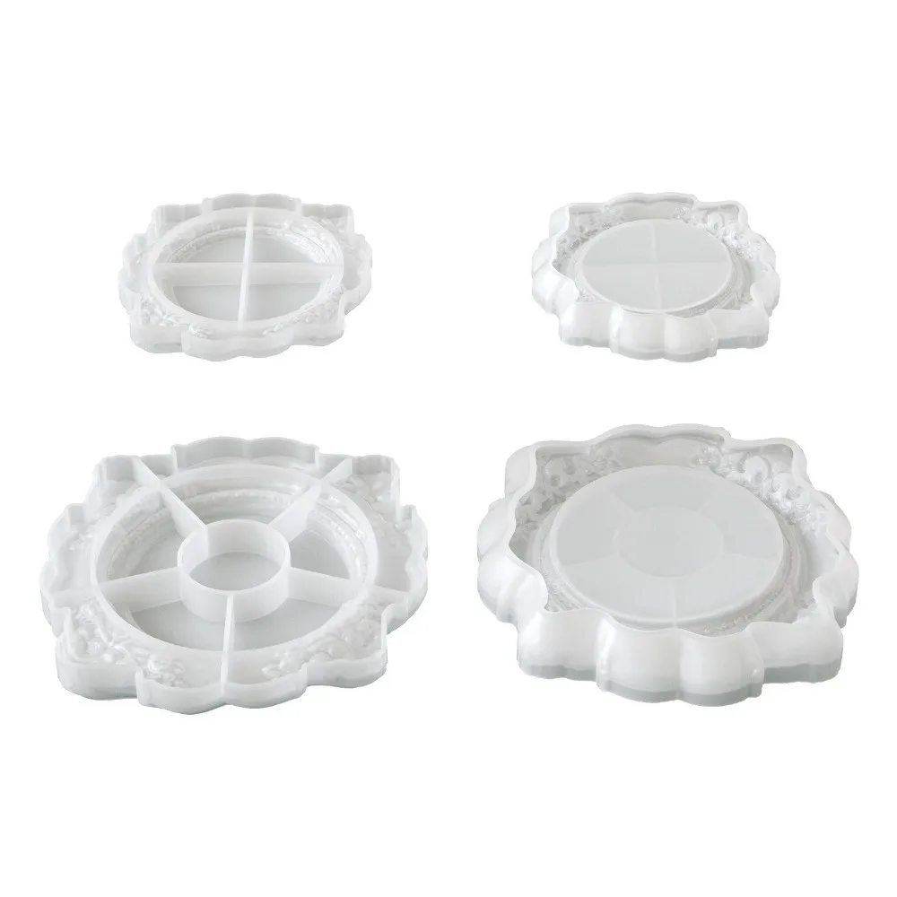 Rose Embossed Jewelry Storage Tray Embossed Pattern Creative Shape Storage Bowl Vintage Floral Relief Silicone Mold