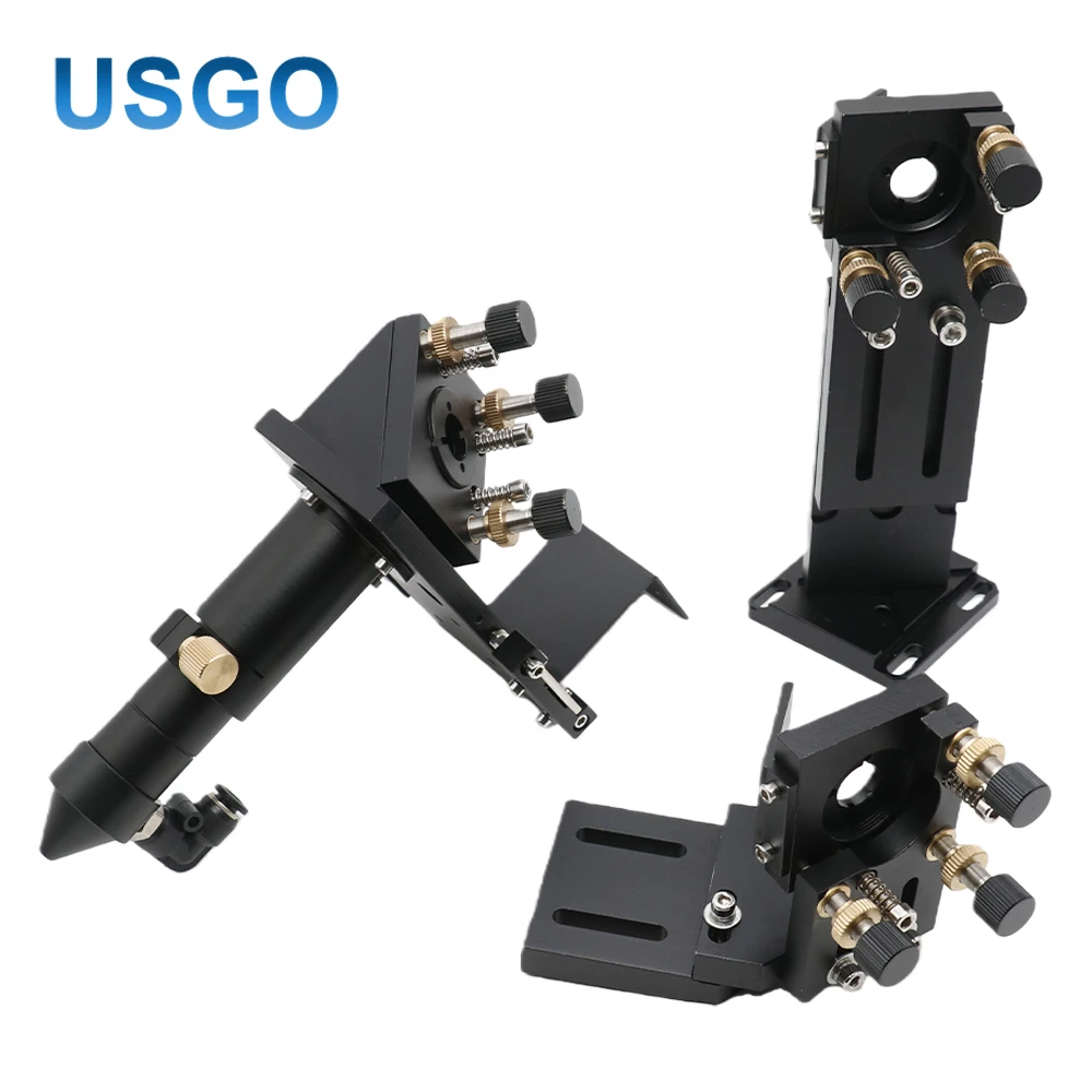CO2 E Series Laser Head Set + 1 Pcs USA/China Focusing Lens + 3 Pcs Si / Mo Mirrors for Engraver Cutting Machine Parts