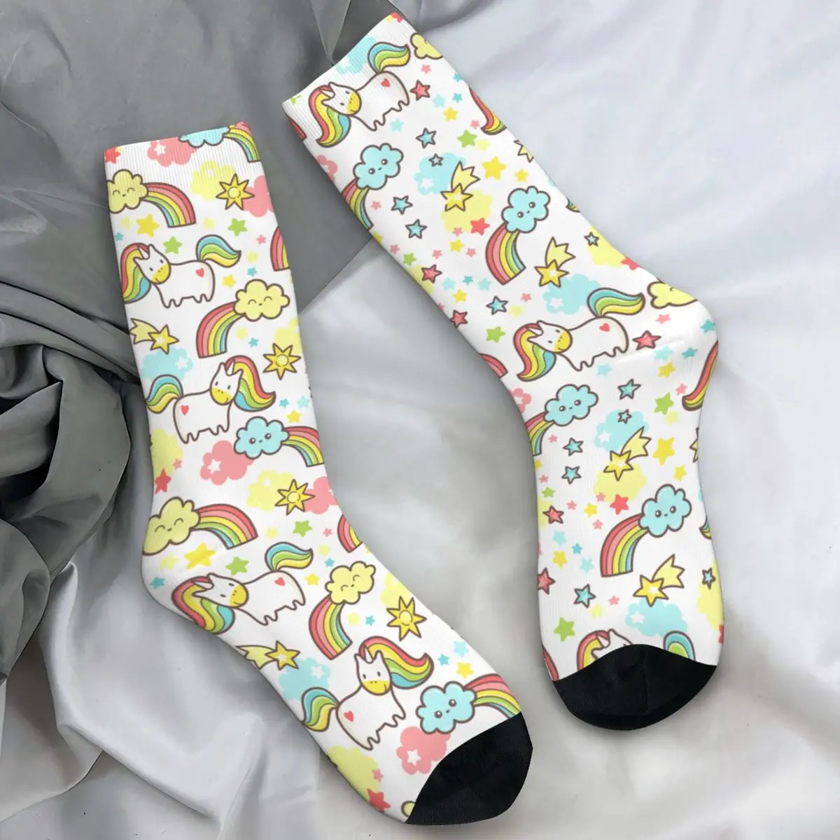 

Cute Unicorn Stockings Rainbows Magic Graphic Casual Socks Autumn Anti-Slip Socks Adults Men Skateboard Medium Soft Socks
