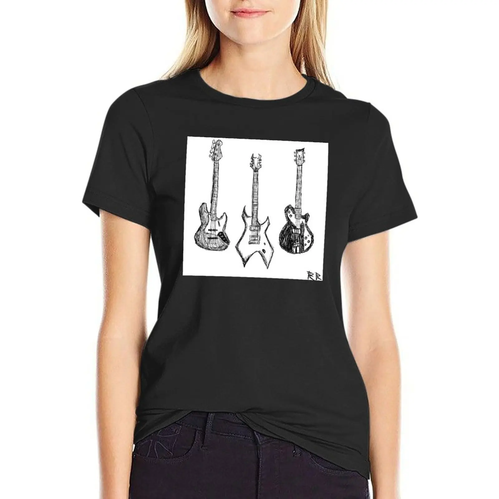 Guitar Trio T-Shirt vintage female customizeds graphics Women's tee shirt