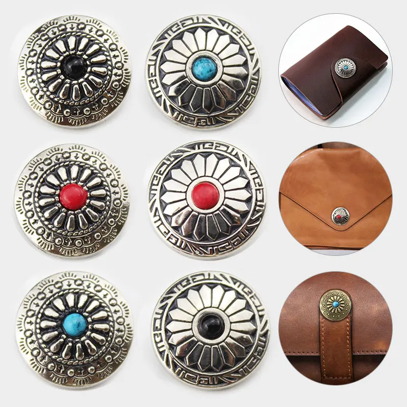 1Set Snap Button Silver Metal Buttons Nail Rivet With Bead for Leathercraft Bag Snap Fastener Leather Sewing Accessories