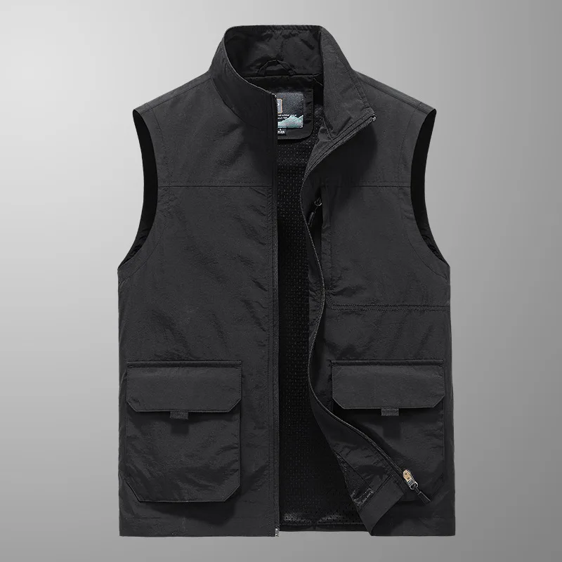 2024 new quick-drying vest sleeveless waistcoat fishing tooling vest Thin coat large size outdoor multi-pocket vest