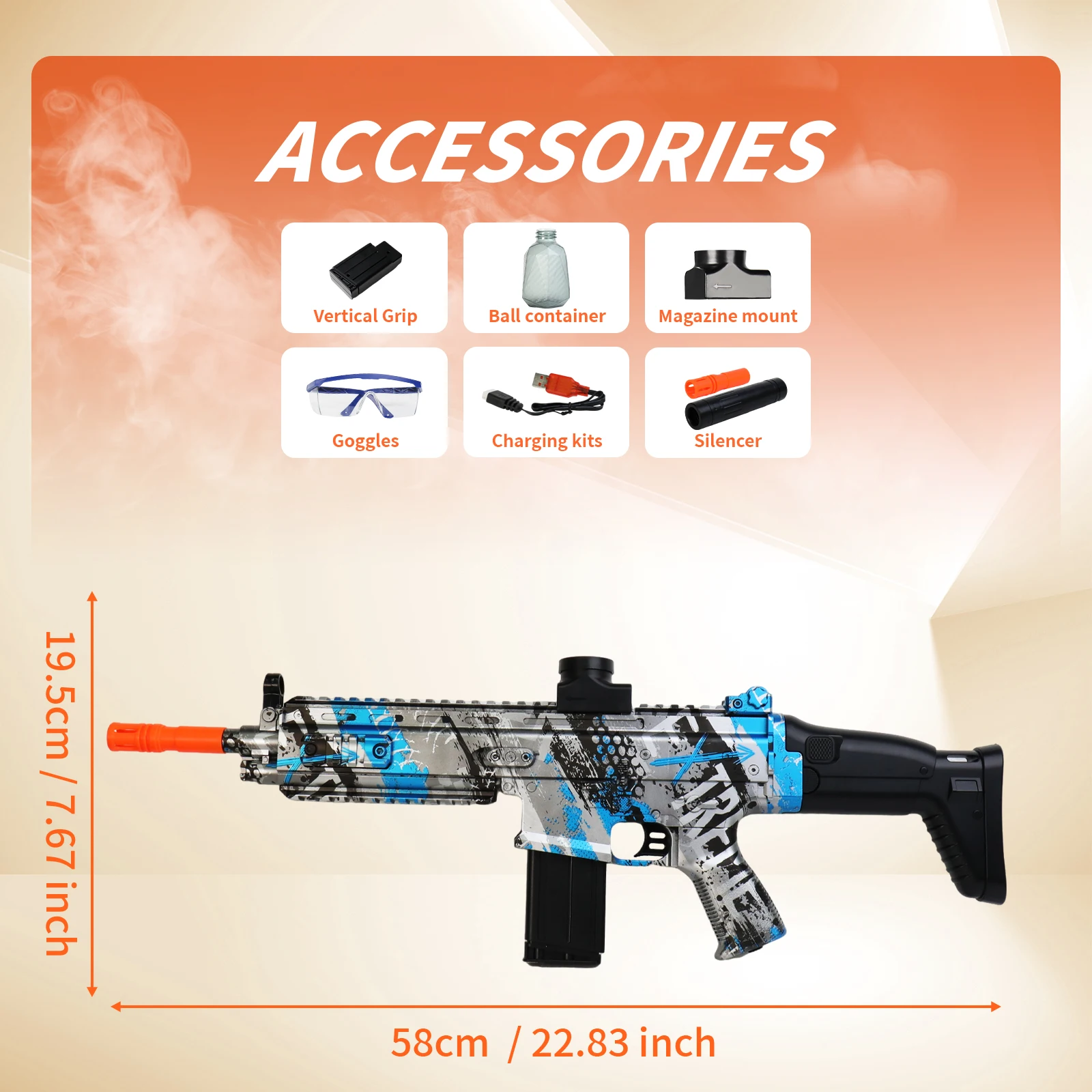 SCAR Gel Ball Blaster Set - Oplaadbaar Outdoor Combat Toy voor tieners 14+, perfect cadeau voor jongens en meisjes (gelkralen niet incl.