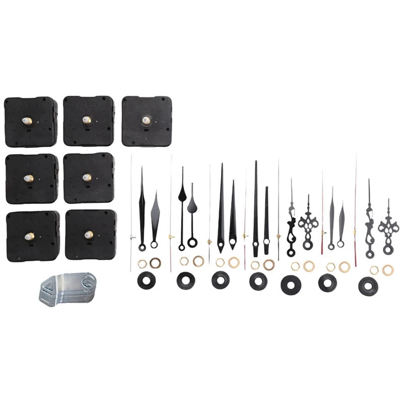 7Pcs Quartz Clock Movement Mechanism Sets Silent Short Shaft Clock Mechanisms with Hands Wall Clock Mechanism Parts-A10G