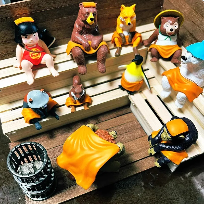 Original Japan Gashapon Kawaii Anime Figur Sauna Tier Weißer Bär Orang-Utan Pinguin Löwe P6 Nette Action Figur Kapsel Spielzeug