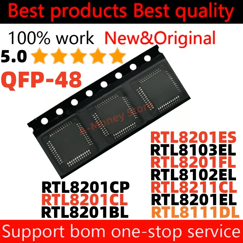 

(5pcs)RTL8201FL RTL8201EL RTL8201ES RTL8201BL RTL8201CL RTL8201CP RTL8111DL RTL8211CL RTL8102EL RTL8103EL QFP-48