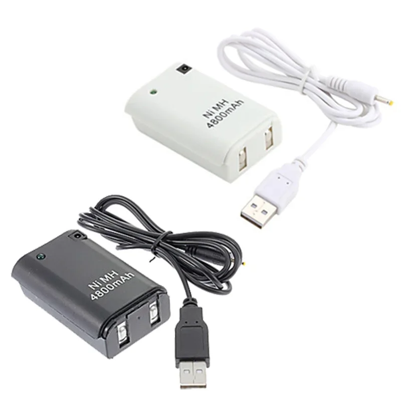 Game Console Battery 2-in-1 4800mAh Ni-MH Rechargeable Replacement Battery For Xbox 360 Gamepad Controller Pack