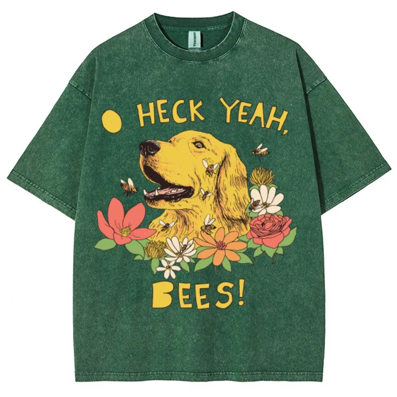 T-Shirt à Manches Courtes pour Femme, Vêtement à Imprimé de Chiot Labrador Jaune, de Grande Taille, Délavé, Mignon, Décontracté, Style Simple, Haut à la Mode