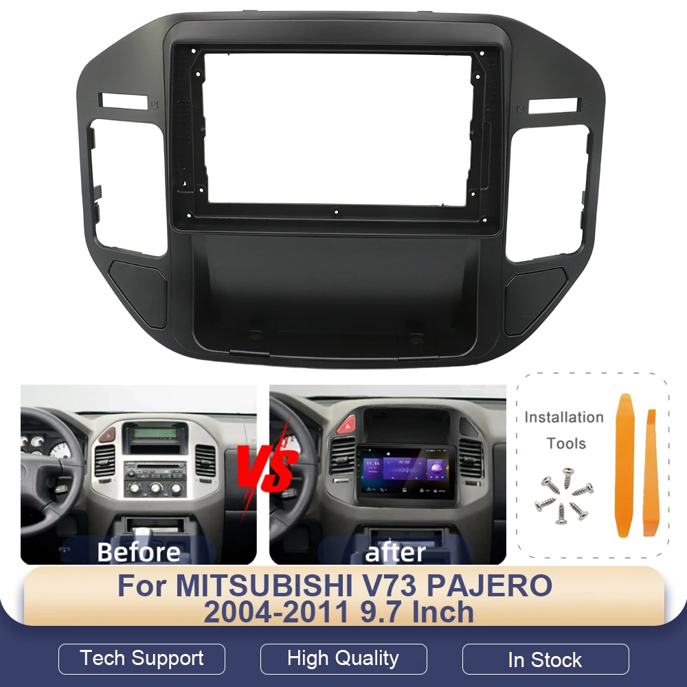 

For MITSUBISHI V73 PAJERO 2004-2011 9.7 Inch 2 Din For Tesla Style Car Radio Fascia Multimedia Frame