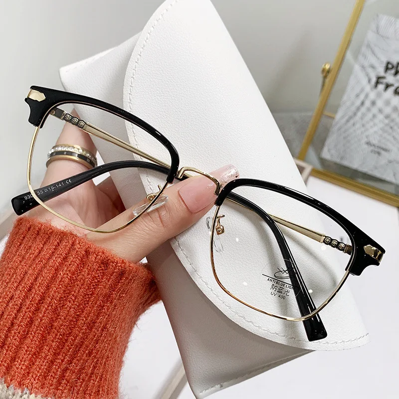 

Fashion Retro Eyebrow Half-frame Anti-blue Light Business Myopia Glasses Diopter 0 -1.0 To -6.0 Men's And Women's Myopic Eyewear