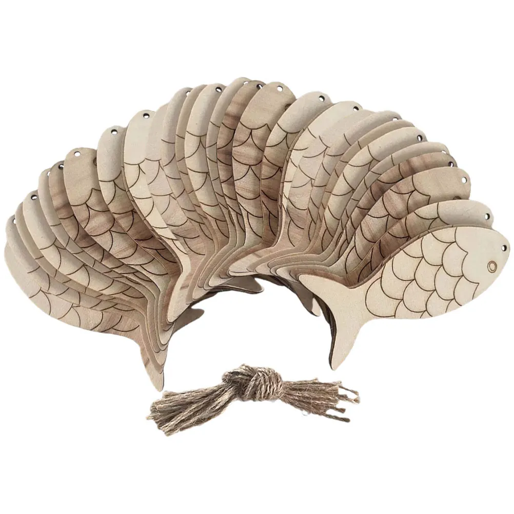 

60 pcs Hollow Wooden Wall Decor Unfinished Cutouts Rustic Nautical Ornament Blank Wood Fish for Crafts Coastal Home Decoration