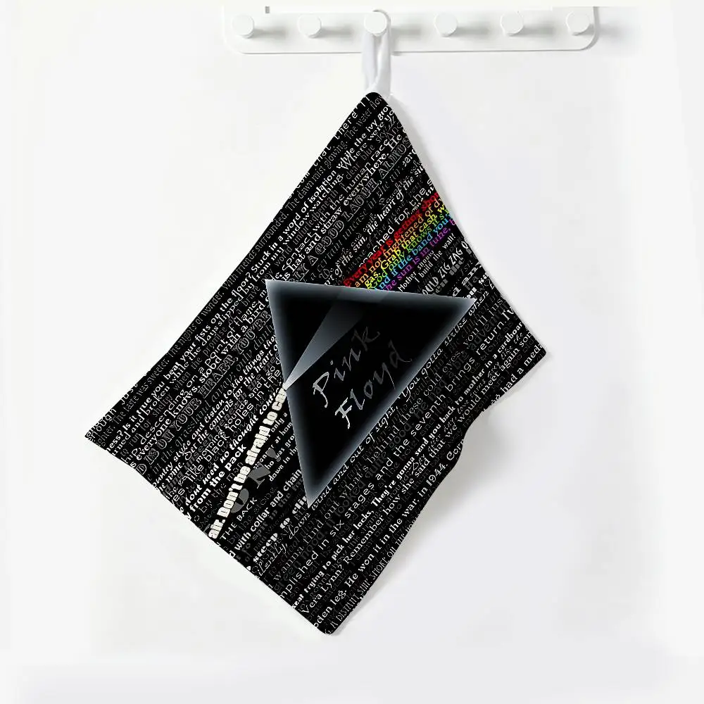 P-Pink Floyds Polyester Cotton Hanging Kitchen Towel, Absorbent Hand Wiping Cloth for Daily Cleaning Drying