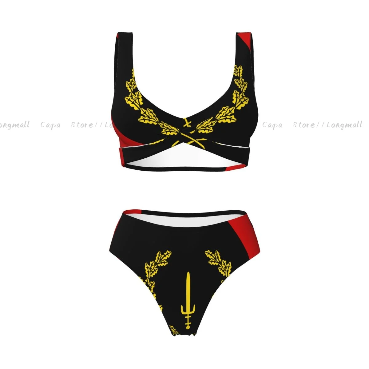 Conjunto de biquíni sexy preto bandeira do patrimônio americano feminino roupa de banho de 2 peças estilo transfronteiriço