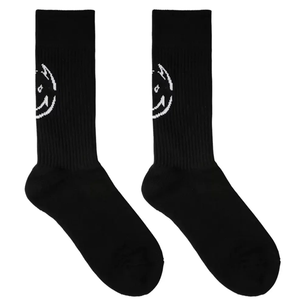 

Men's Black Imp Print Towel Sole Sports Socks Combed Cotton Trend Men's Fitness Socks