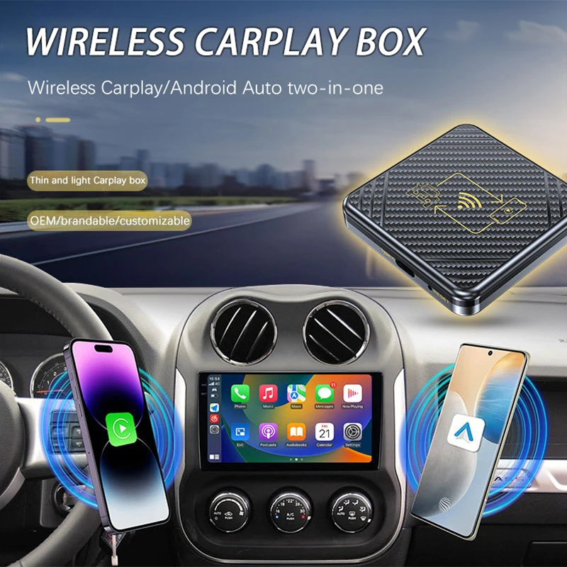 Original Car Wired to Wireless Carplay AndroidAuto 2-in-1 Car Adapter Smart Navigation Plug-and-play Quick Connection Mini Box