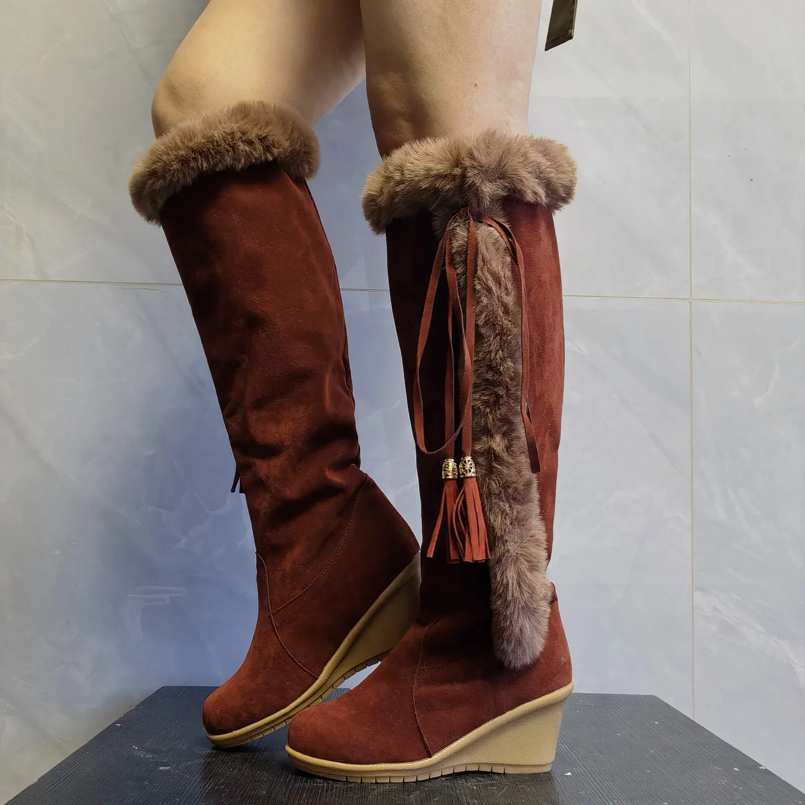 

New Wedge Boots Australia Women's Shoes Platform Plush Winter Footwear Booties Ladies Sexy Thigh High Heels High Sexy Long Boots