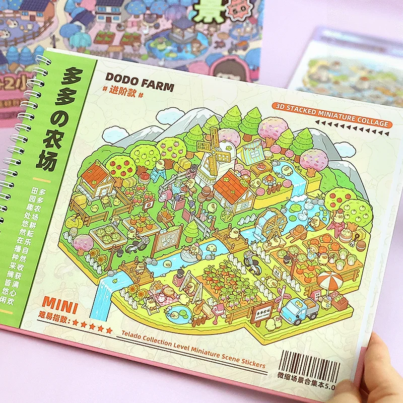 Mr. Paper Super Large Landscape Cartoon StickerBook 20 sheets/Book Town Miniature Scene Sticker Handbook Farm Decoration Gifts