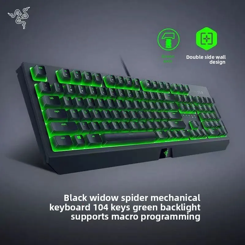 

Razer BlackWidow mechanical gaming keyboard, 104-key green axis RGB backlit gaming keyboard, wired USB