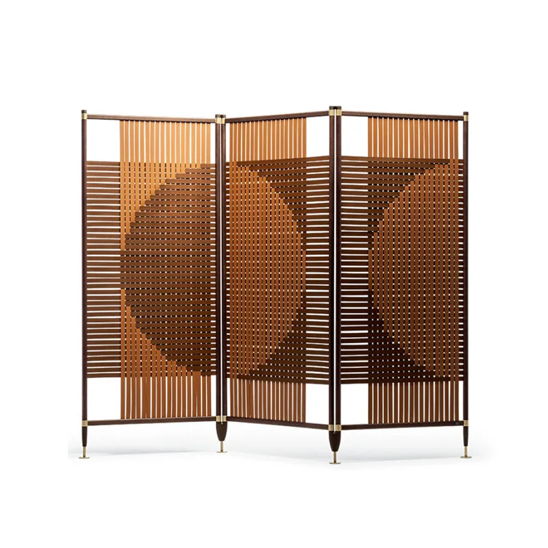 Italian saddle leather folding screen hand woven Ploe stainless steel design seat screen