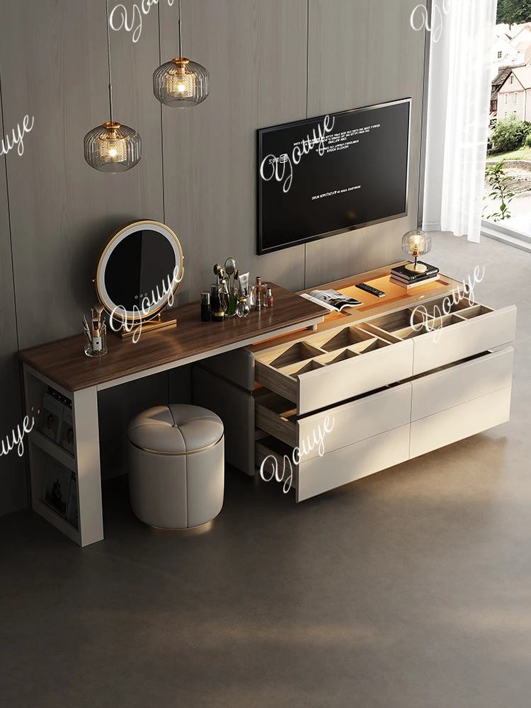 

Modern simple light luxury dresser chest storage integrated solid wood desk makeup master bedroom end of bed