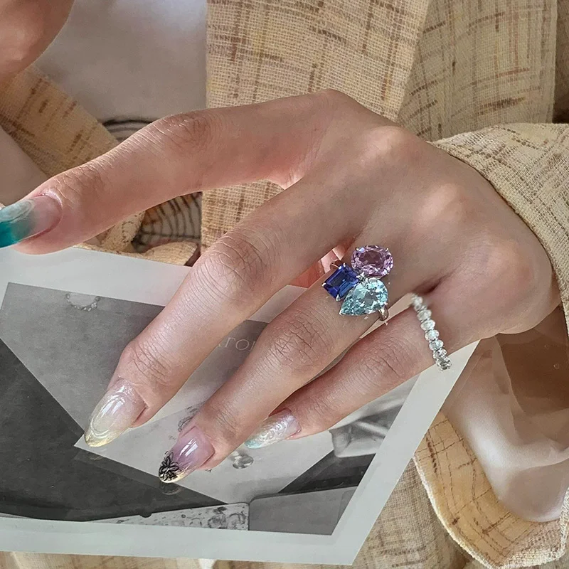 Hip Hop Unique Bling Zircon Adjustable Rings For Women Punk Fashion New Jewelry Accessories Gift Party Rock anillos mujer