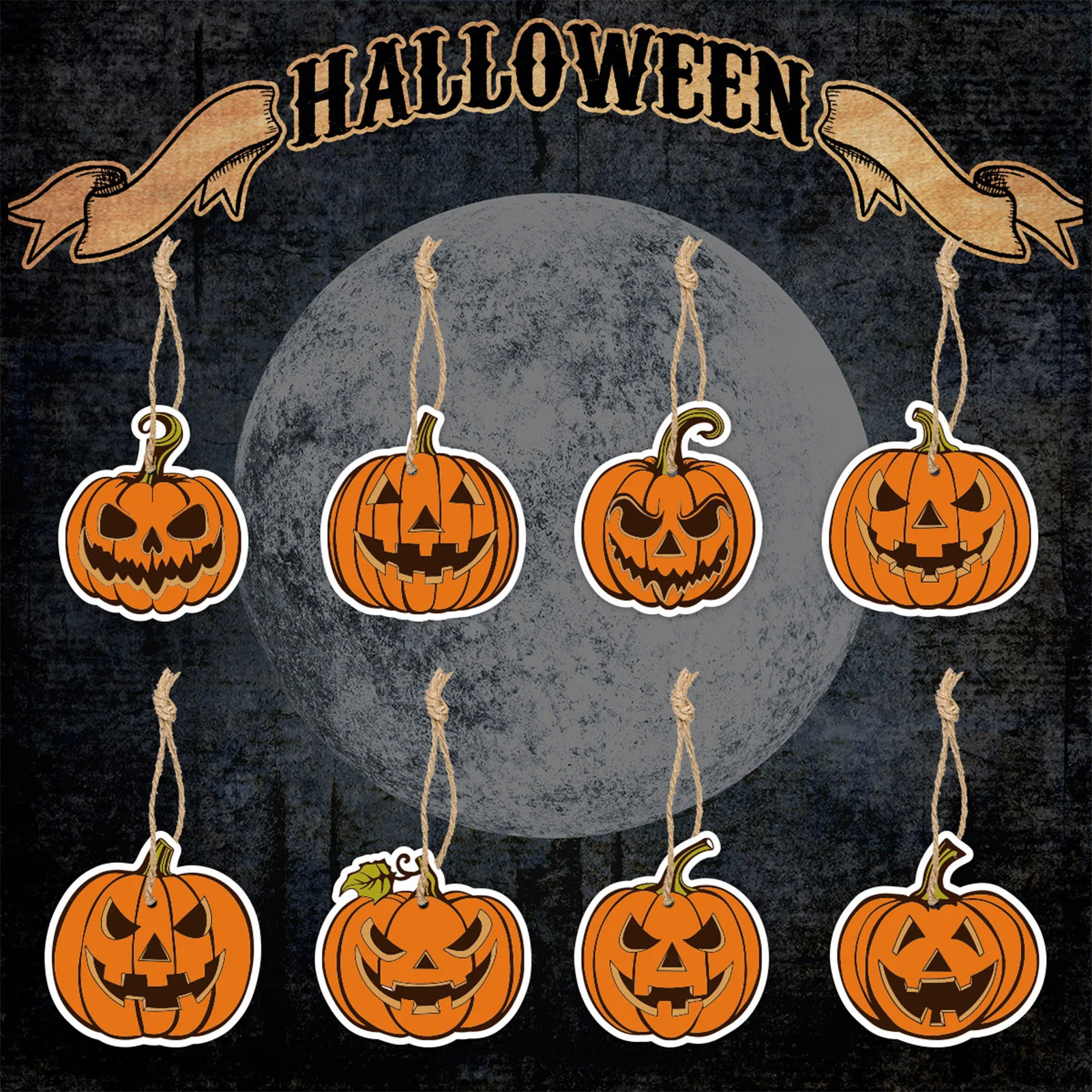 Halloween Scary Props Hangin Halloween Pumpkin Themed Decor for Indoor Outdoor Tree Decor