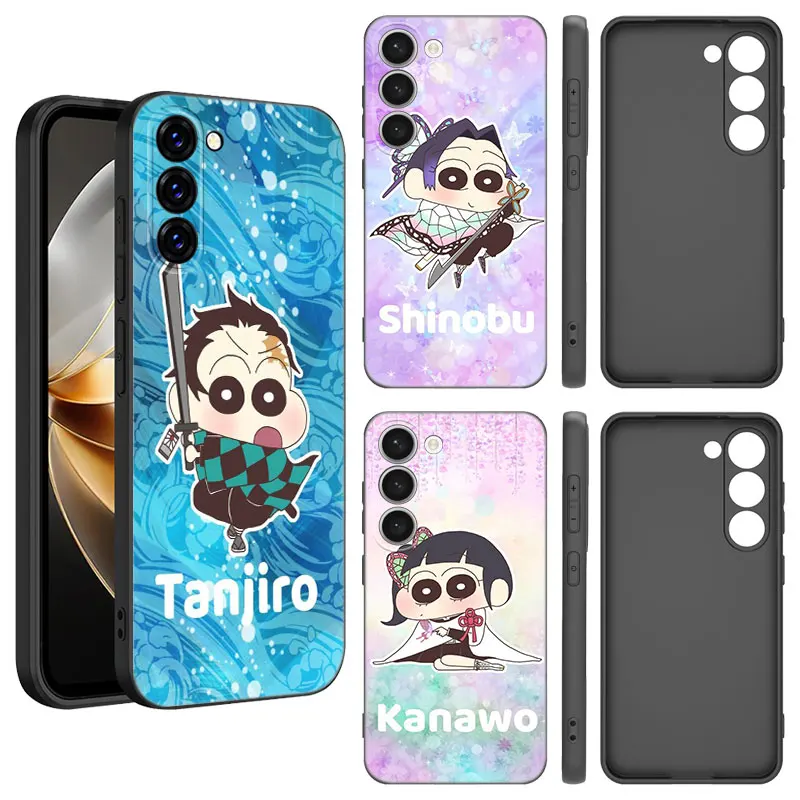 Crayon S-Shin C-Chan Phone Case For Samsung Galaxy S23 S21 S20 FE S24 S22 Ultra S10E S10 S9 S8 Plus Black Silicone Cover