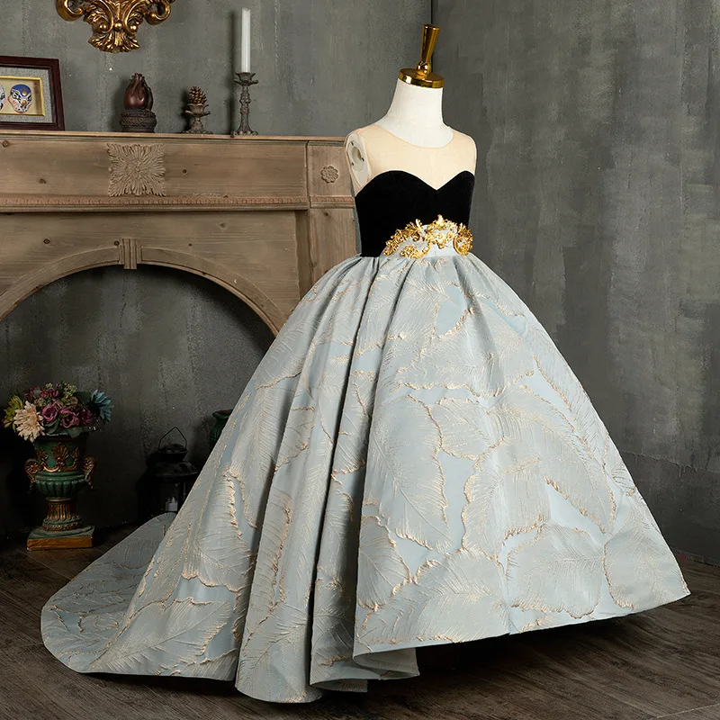 Children's Formal Princess Dress High-end Elegant Model Catwalk Piano Dress Little Girl Performance Tail