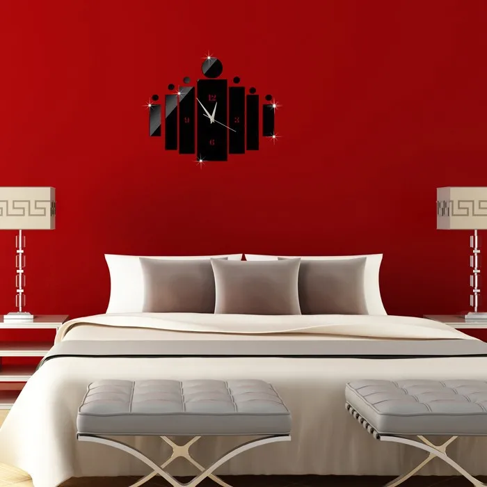 Creative กระจกอะคริลิคนาฬิกาห้องนั่งเล่นตกแต่งบ้านห้องนั่งเล่นสติ๊กเกอร์ติดผนังนาฬิกา