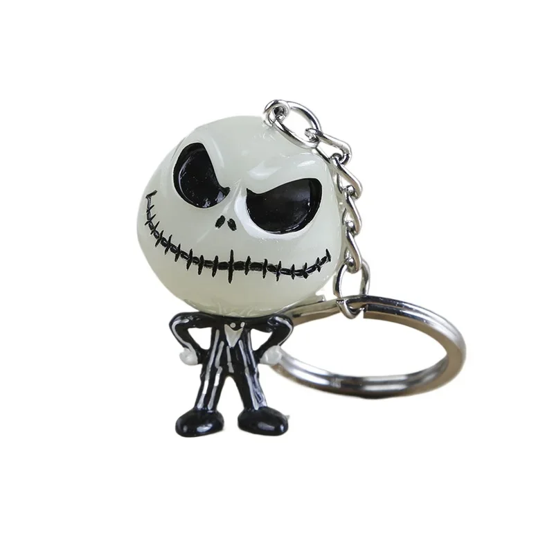 

Personality Glow-in-the Dark Keychain Christmas Eve Horror Skull Jack Gift Bag Pendant Resin Accessories Key Fashion Jewelry