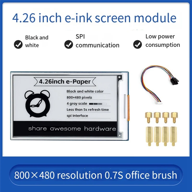 

4.26Inch E-Paper HAT Display With Module 800X480P With SPI For Raspberry Pi Jetson Nano Arduino STM32 3.3V/5V Easy To Use