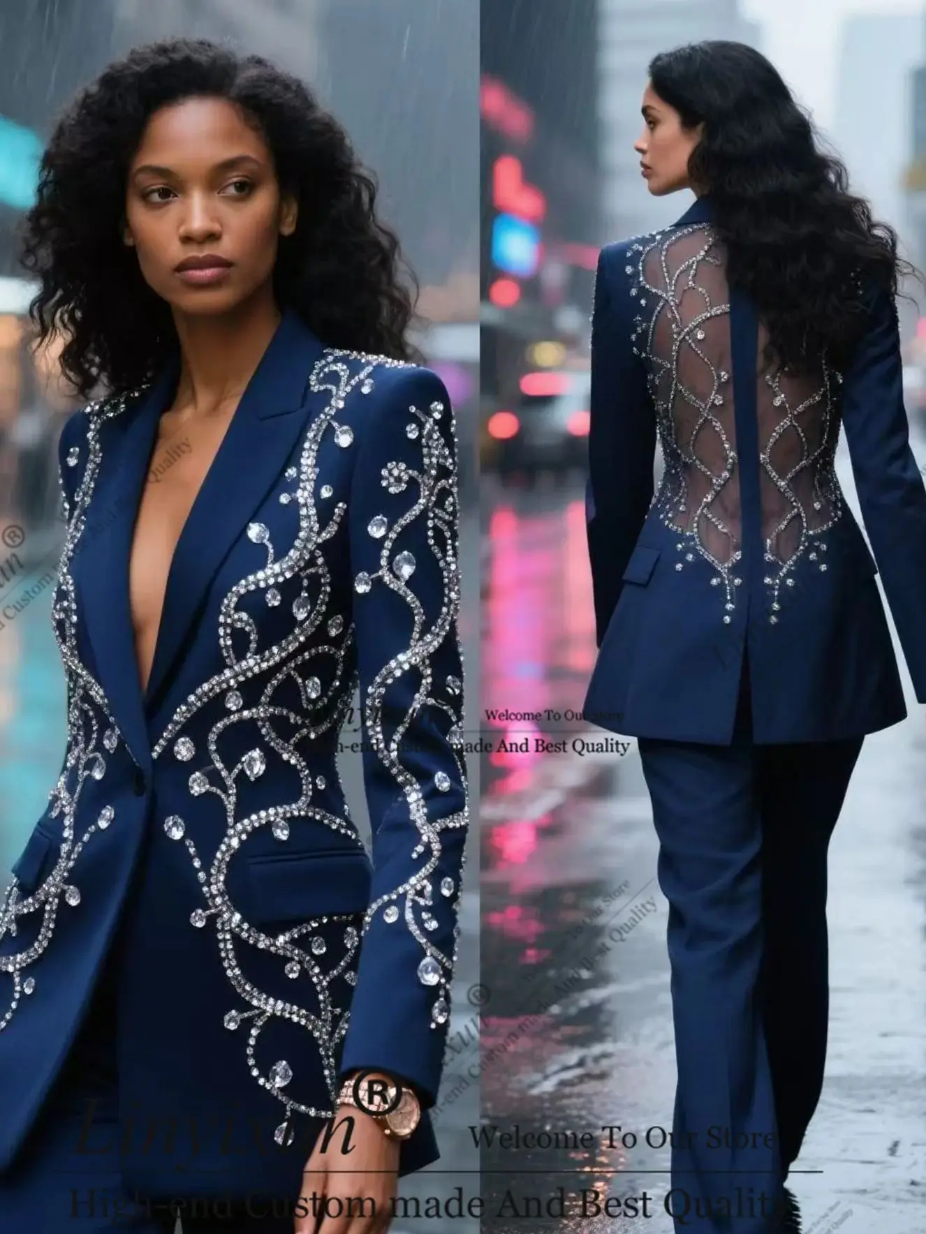 

Unique Temperament Of Bride Dresses Customized Shiny Luxury Breasted Women Suits Banquet Party Tuxedo костюм женск