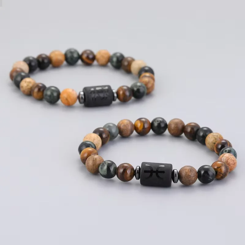 

Astrology 12 Zodiac Bracelet Natural Stone Zodiac Constellation Bracelet Gift for Men Women Sagittarius Virgo Aquarius Bracelet