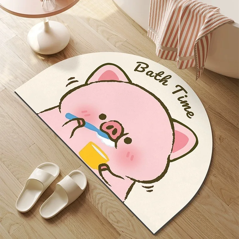 Lindo cerdo puerta de baño almohadilla de succión puerta de inodoro baño baño inodoro dibujos animados diatomeas almohadilla de barro