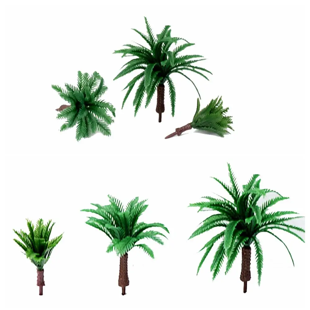 10pcs Artificial Miniature Palm Trees Scenery Layout Model Plastic Tree Train Coconut Rainforest Toys For Ho Train Layout
