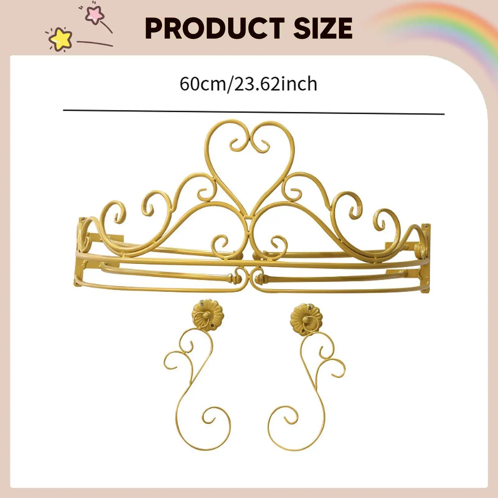 Crown Bed Canopy Frame Heavy Duty Cute Children Room Decor Easy Assembly Sturdy Decorative Princess Bed Canopy Stand for Kids view 3