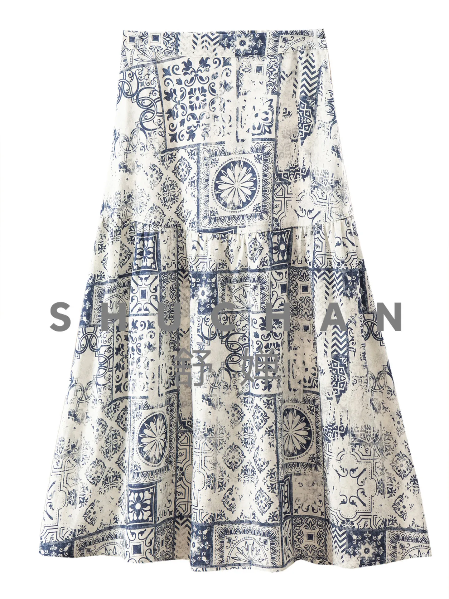 Elegant An Beautiful, Ig Waist Rape Prining LYOCELL Linen Skirt Women 28G2 Faldas Mujer Moda 2026