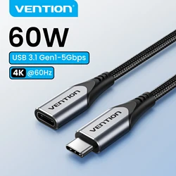 Vention USB C Extension Cable USB-C to Type C 3.1 5Gbps 4K@60Hz Extender Cord for iphone 17 16 15 MacBook Pro Huawei Mate 50 Pro